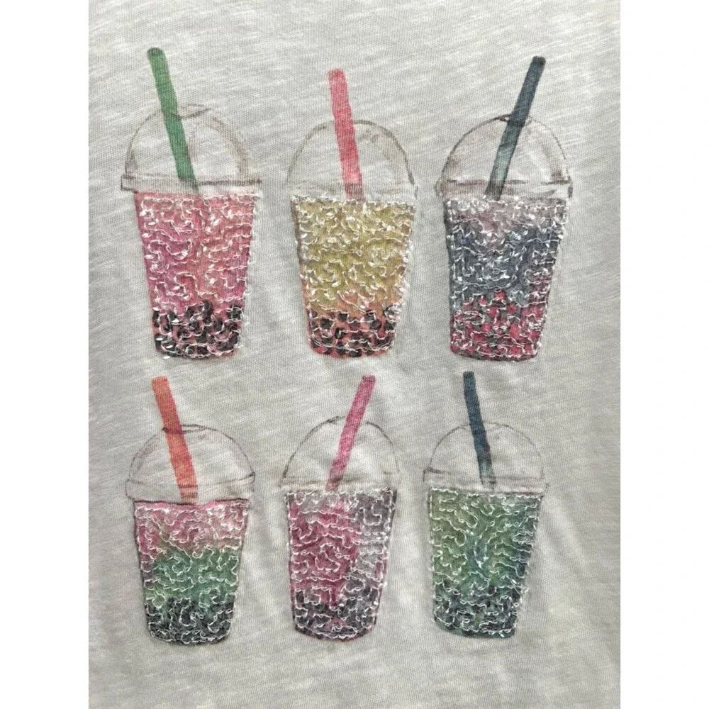 Crewcuts Girls' Sequin Bubble Tea graphic T-shirt Size XS(4-5)